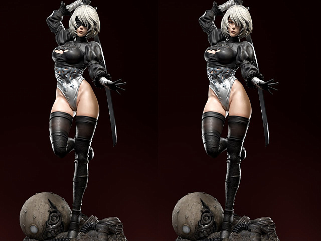 Nier Automata 2B 3D print model с мечом