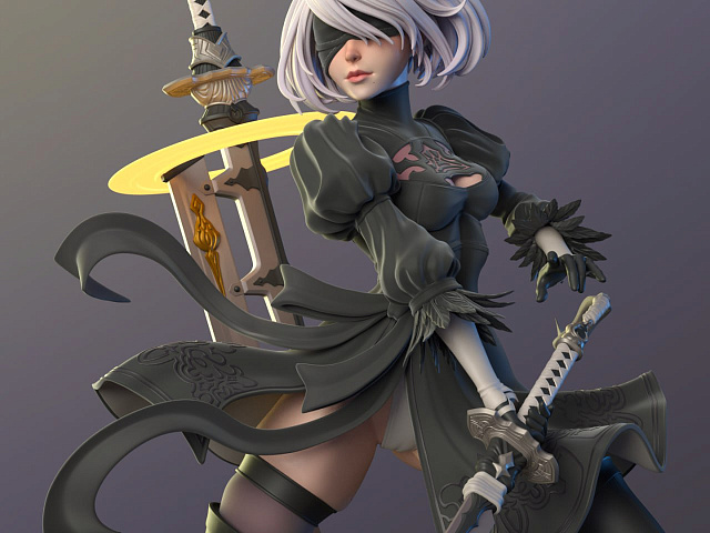 2B выпад вперед с катаной